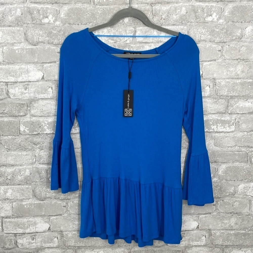 Cable & Gauge Ribbed Peplum Top